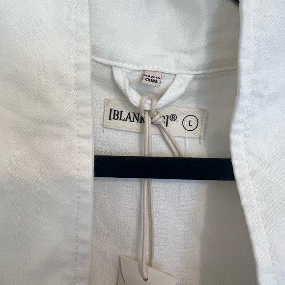 Blank NYC White Utility Jacket with Classic Design cotton and linen mix size L - Picture 2 of 3